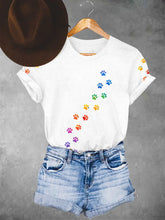 Frauen bunte T-Shirts mit Tier pfoten druck